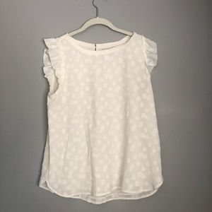 Loft Top Embroidered Dot Flutter Sleeve M